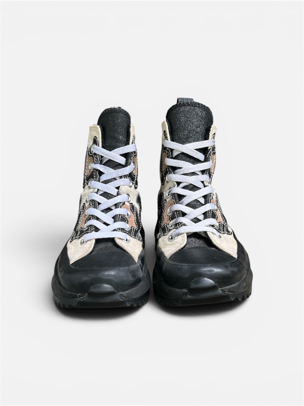 Converse Platform High-Top Sneakers in Cream, Black and Tan Camo - Picture 6 of 11